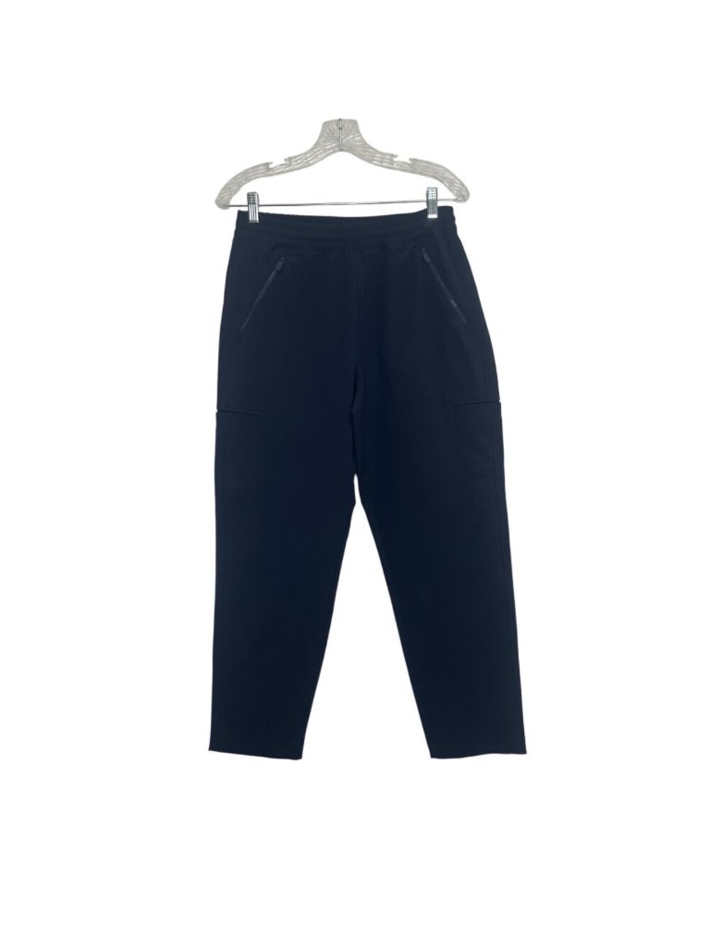Stretch Tech Jogger Pants Quick Dry Small Blue Zipper Pockets Elastic Waist